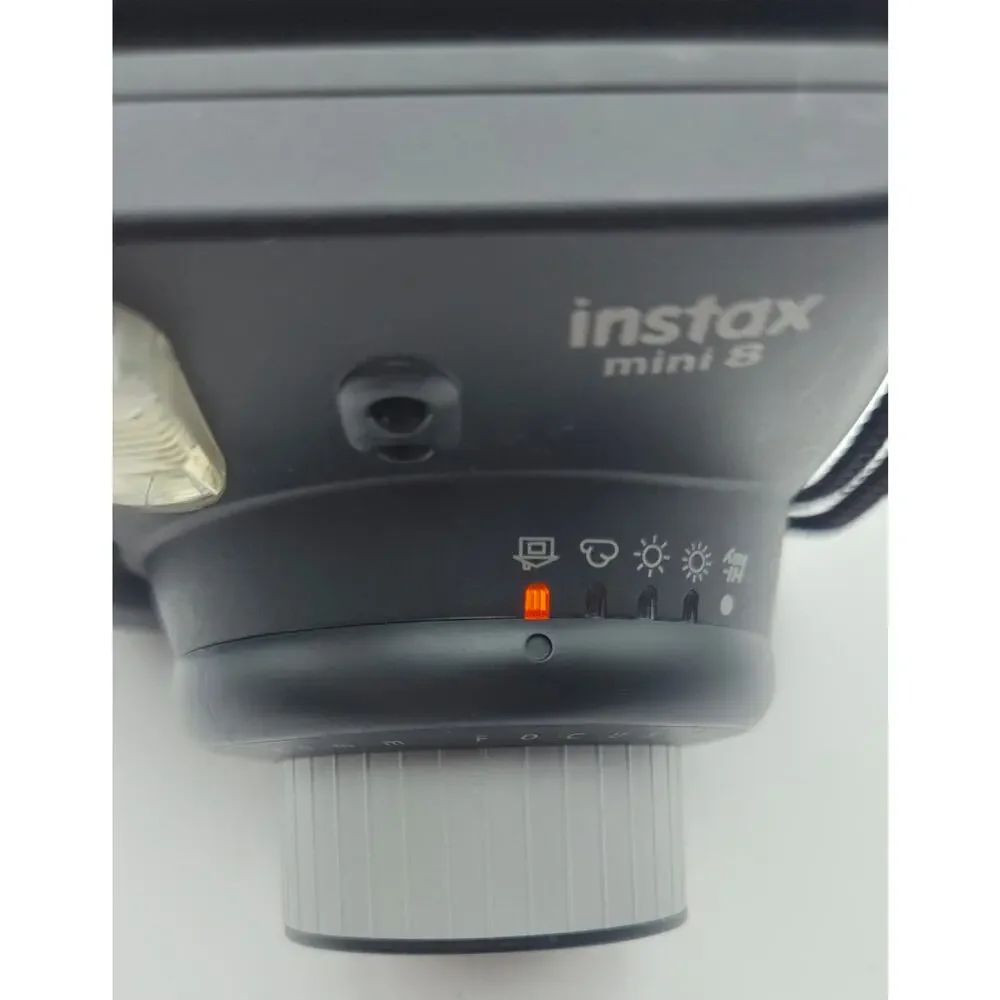 Fujifilm Instax Mini 8 Black Tested & Working W/ Handstrap Missing Battery Cover